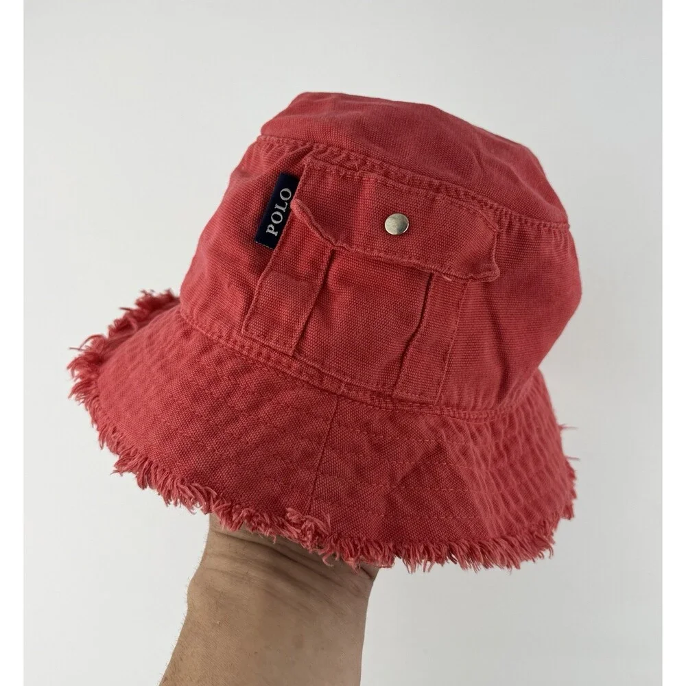 Polo Ralph Lauren Red Beach Bucket Hat Pony Logo Boys 8-10